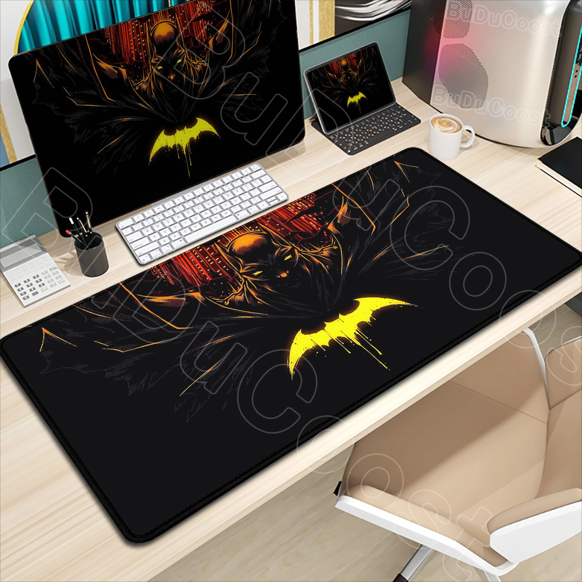 Gaming Console Portable Pc - B-バットマンマウスパッド HD 大型ゲームノンスリップラバーキーボードデスクマットオフィスラップトップコンピュータ Pc ゲーマーキャビネットマウスパッド Xxl