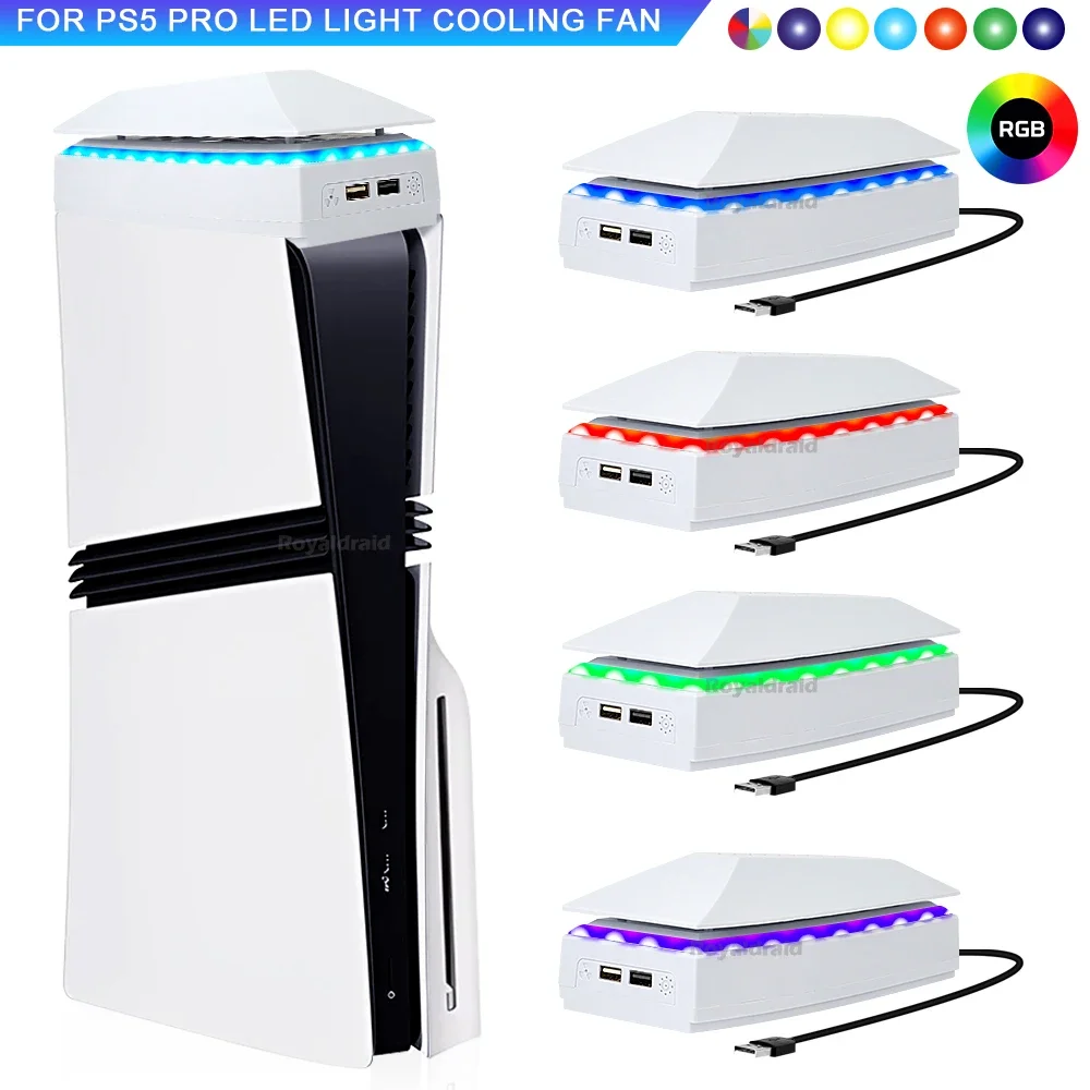 Gaming Console Stand - PS5 PRO用トップ冷却ファン、トップ冷却システムゲームクーラースタンド、防塵上部RGB冷却ファン（PS5 PROゲーム機用）