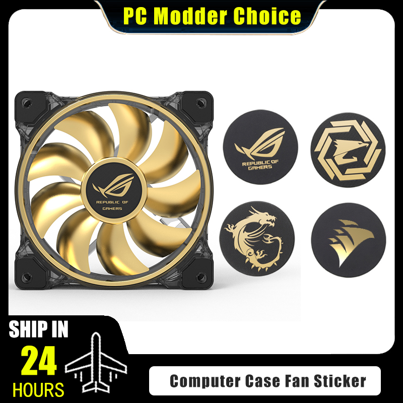 Console Gaming Pc Case - コンピュータケースファンロゴステッカー、ROG MSI AORUS Corsairラベル金メッキペーストPCゲーマーGPU装飾アクセサリー、3ピース/ロット