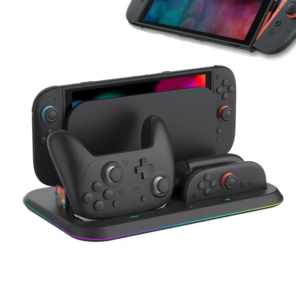 Gaming Console Stand - ニンテンドー Switch2 ゲーム機用充電ドックスタンド ゲームカード収納付き RGB多機能充電ステーションベース