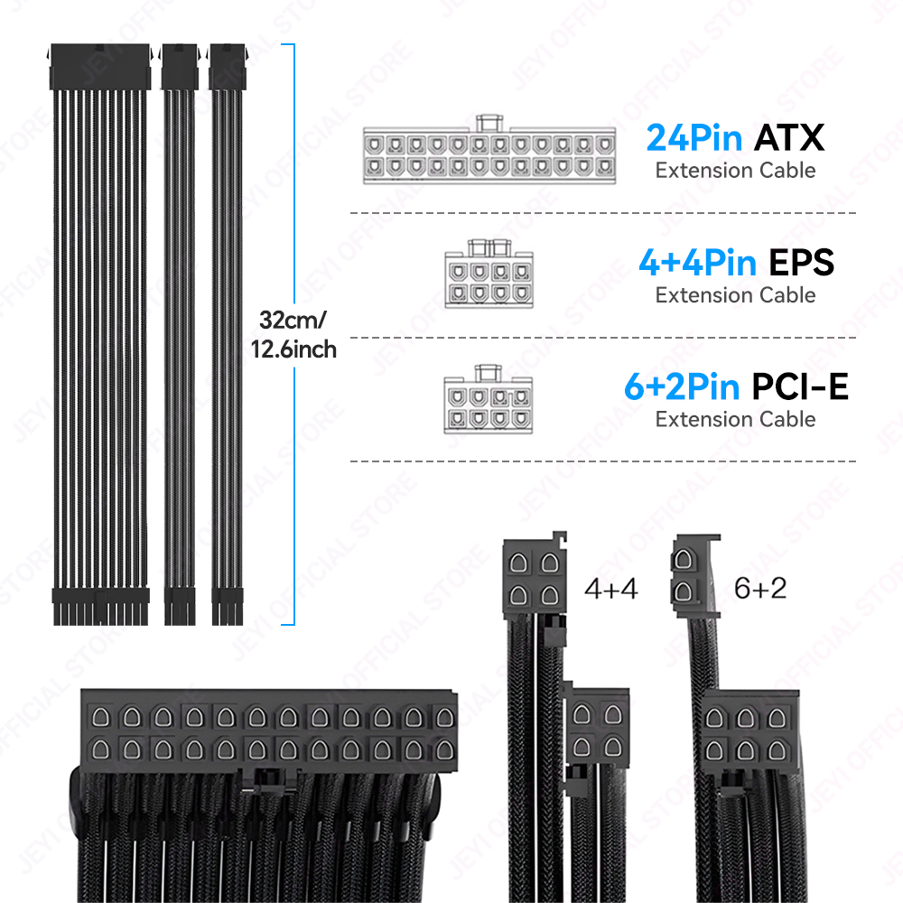 JEYI PSU 延長ケーブルキット - 24ピン ATX  - Console Gaming Pc Case のレビューと価格