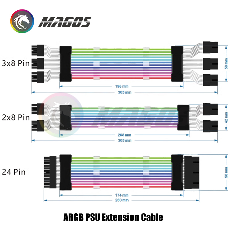 Psu-拡張ケーブルrgb,24ピンgpu 8ピン,トリプル - Console Gaming Pc Case のレビューと価格