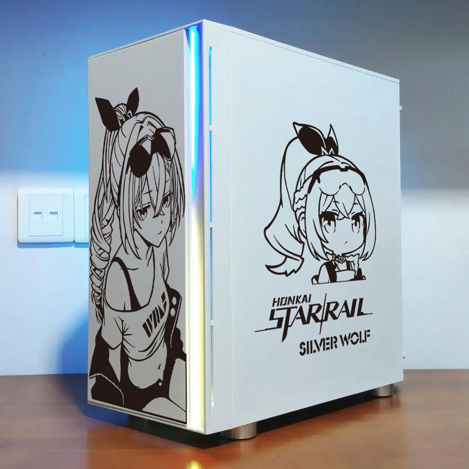 シルバーウルフアニメステッカー PCケース用、スターレイル漫 - Console Gaming Pc Case のレビューと価格